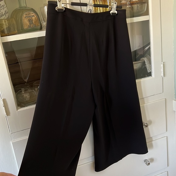NWOT $338 Eileen fisher black silk wide leg Georgette culotte cropped pant - Picture 10 of 14